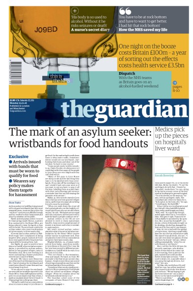 The Guardian Newspaper Front Page (UK) for 25 January 2016