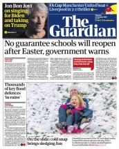 The Guardian (UK) Newspaper Front Page for 25 January 2021