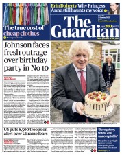 The Guardian front page for 25 January 2022