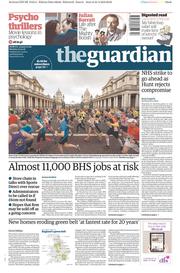 The Guardian (UK) Newspaper Front Page for 25 April 2016