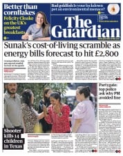 The Guardian (UK) Newspaper Front Page for 25 May 2022