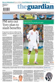 The Guardian Newspaper Front Page (UK) for 25 June 2012