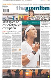 The Guardian (UK) Newspaper Front Page for 25 June 2013