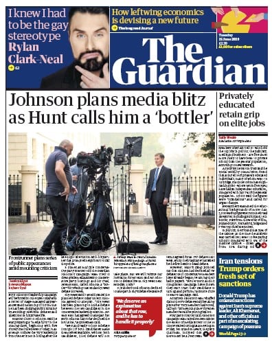 The Guardian Newspaper Front Page (UK) for 25 June 2019