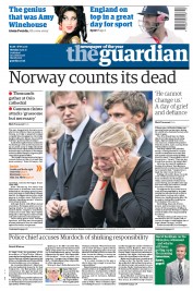 The Guardian Newspaper Front Page (UK) for 25 July 2011