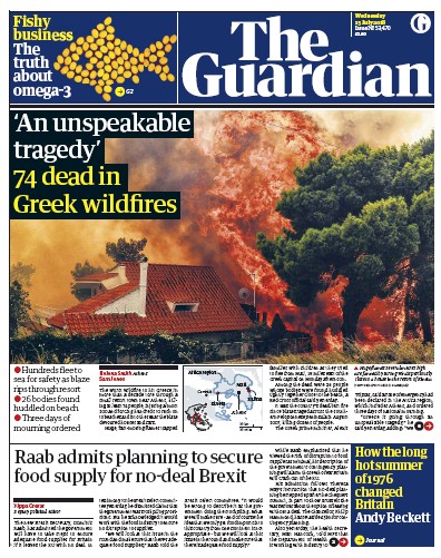 The Guardian Newspaper Front Page (UK) for 25 July 2018