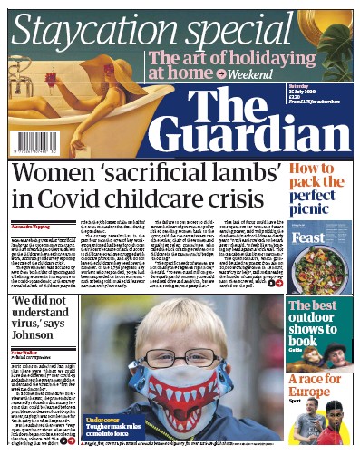The Guardian Newspaper Front Page (UK) for 25 July 2020