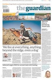 The Guardian (UK) Newspaper Front Page for 25 August 2014