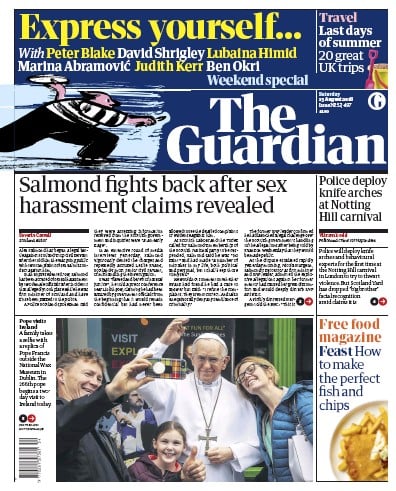 The Guardian Newspaper Front Page (UK) for 25 August 2018