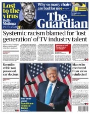 The Guardian (UK) Newspaper Front Page for 25 August 2020