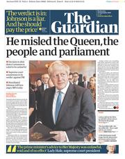 The Guardian (UK) Newspaper Front Page for 25 September 2019
