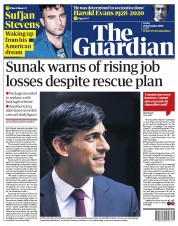 The Guardian (UK) Newspaper Front Page for 25 September 2020