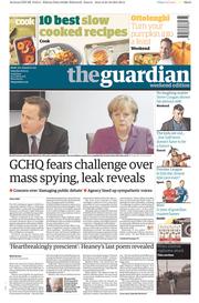The Guardian Newspaper Front Page (UK) for 26 October 2013