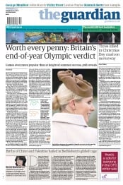 The Guardian Newspaper Front Page (UK) for 26 December 2012