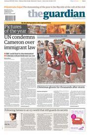 The Guardian (UK) Newspaper Front Page for 26 December 2013
