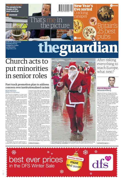 The Guardian Newspaper Front Page (UK) for 26 December 2015