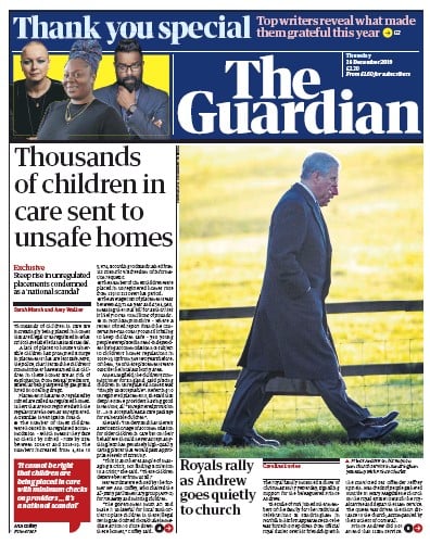 The Guardian Newspaper Front Page (UK) for 26 December 2019
