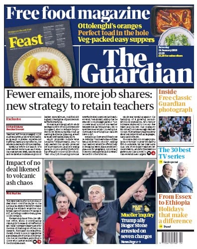 The Guardian Newspaper Front Page (UK) for 26 January 2019