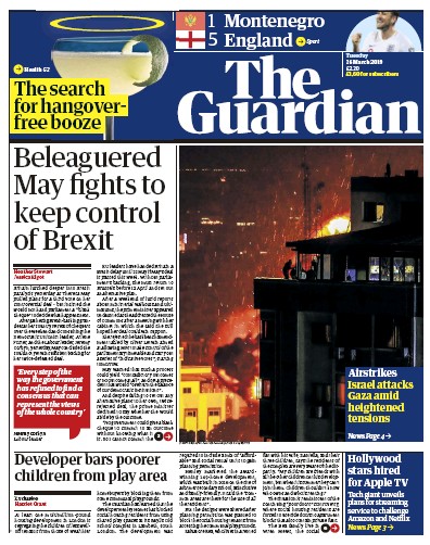 The Guardian Newspaper Front Page (UK) for 26 March 2019