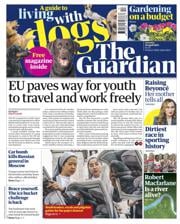 The Guardian front page for 26 April 2025