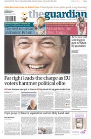 The Guardian (UK) Newspaper Front Page for 26 May 2014
