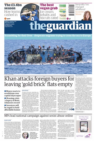 The Guardian Newspaper Front Page (UK) for 26 May 2016