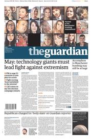 The Guardian (UK) Newspaper Front Page for 26 May 2017