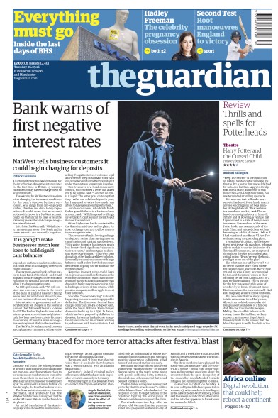 The Guardian Newspaper Front Page (UK) for 26 July 2016