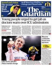 The Guardian (UK) Newspaper Front Page for 26 July 2021