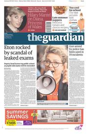 The Guardian (UK) Newspaper Front Page for 26 August 2017