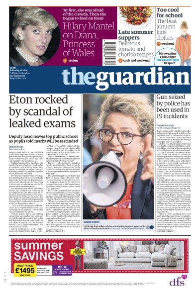 The Guardian Newspaper Front Page (UK) for 26 August 2017