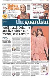 The Guardian (UK) Newspaper Front Page for 26 September 2015