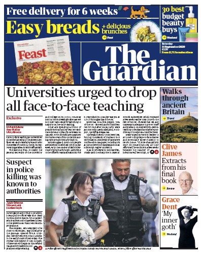 The Guardian Newspaper Front Page (UK) for 26 September 2020