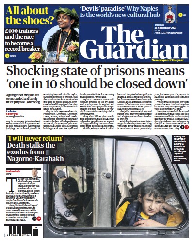 The Guardian Newspaper Front Page (UK) for 26 September 2023