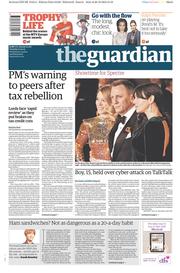 The Guardian (UK) Newspaper Front Page for 27 October 2015