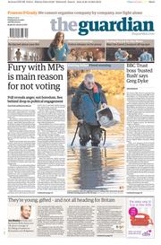 The Guardian Newspaper Front Page (UK) for 27 December 2013