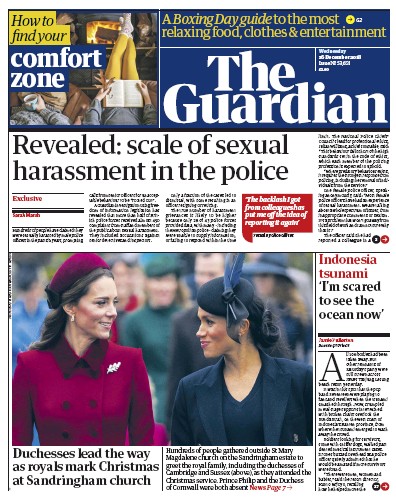 The Guardian Newspaper Front Page (UK) for 27 December 2018
