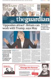 The Guardian (UK) Newspaper Front Page for 27 January 2017