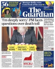 The Guardian (UK) Newspaper Front Page for 27 January 2021