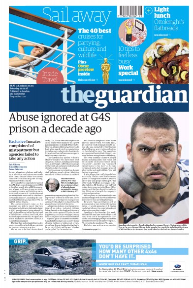 The Guardian Newspaper Front Page (UK) for 27 February 2016