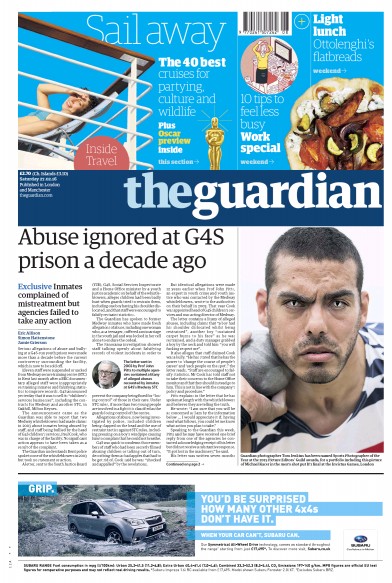 The Guardian (UK) Front Page for 27 February 2016 | Paperboy Online