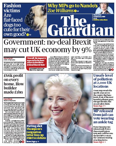 The Guardian Newspaper Front Page (UK) for 27 February 2019