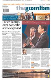 The Guardian Newspaper Front Page (UK) for 27 March 2014