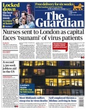 The Guardian (UK) Newspaper Front Page for 27 March 2020