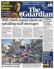 The Guardian front page for 27 March 2023