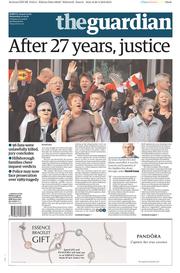 The Guardian (UK) Newspaper Front Page for 27 April 2016