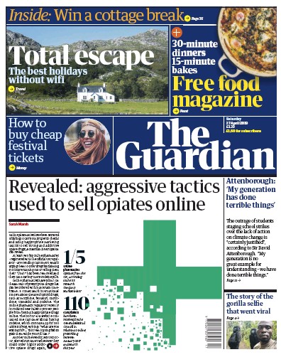 The Guardian Newspaper Front Page (UK) for 27 April 2019
