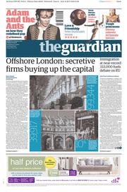 The Guardian (UK) Newspaper Front Page for 27 May 2016