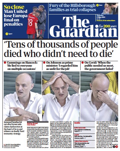The Guardian Newspaper Front Page (UK) for 27 May 2021