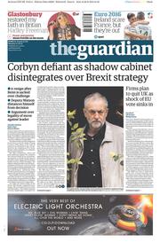 The Guardian (UK) Newspaper Front Page for 27 June 2016